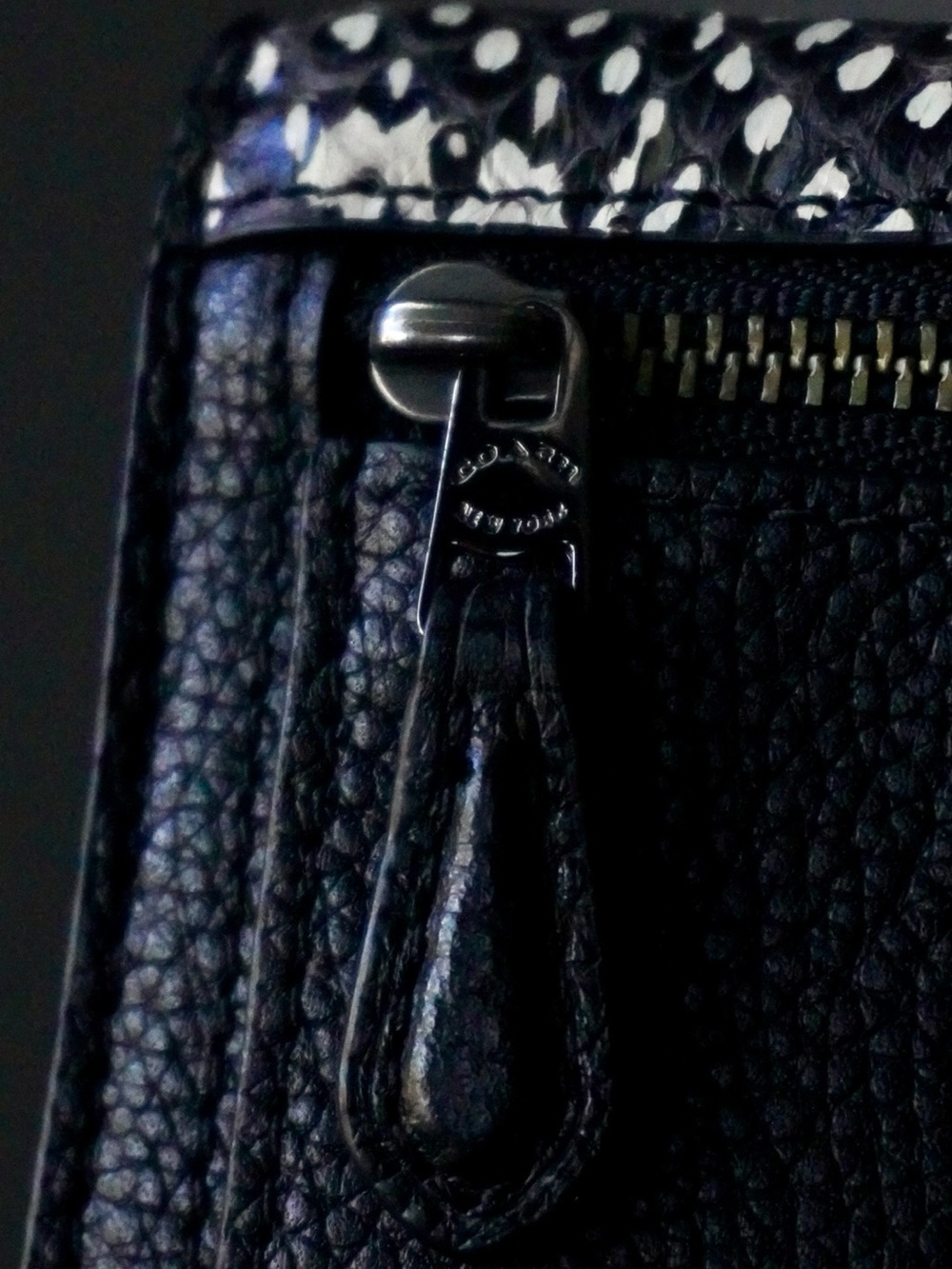 Coach Black Pebbled Leather Wallet with Black & White Snakeskin-Effect Flap - Picture 7 of 7